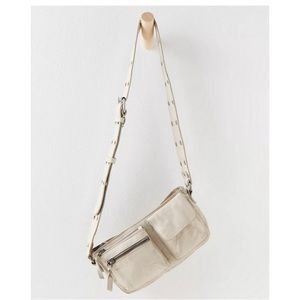 Free People Wade Leather Sling Bag in Mineral (Ivory / White / Cream)
